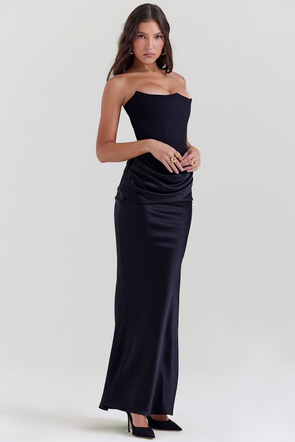 Élodie – Robe longue bustier à corset