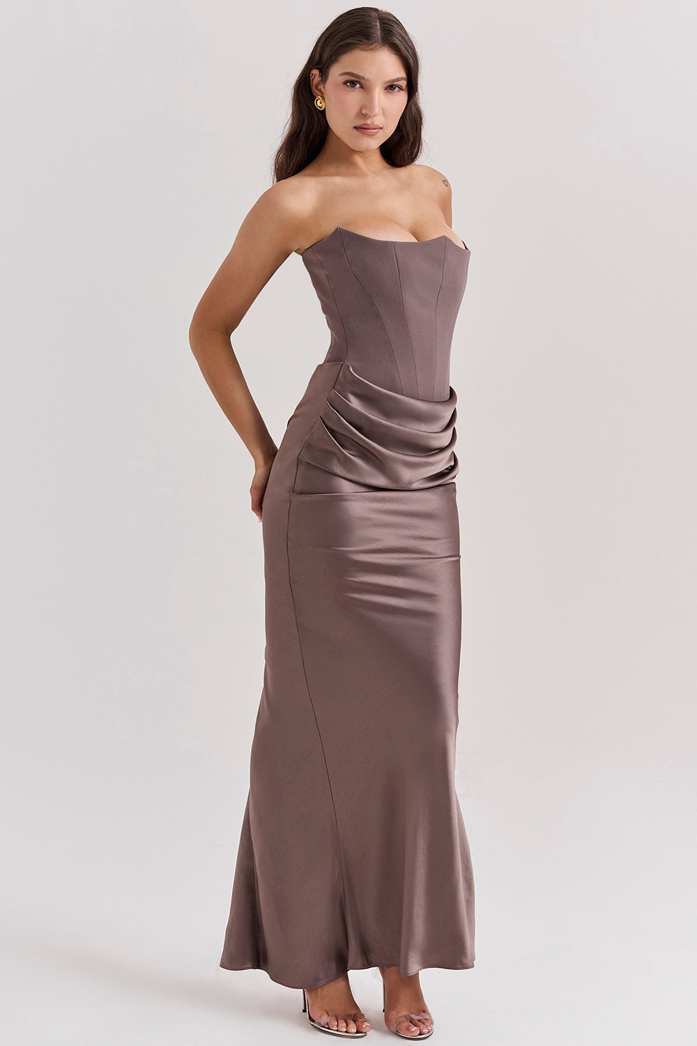 Élodie – Robe longue bustier à corset