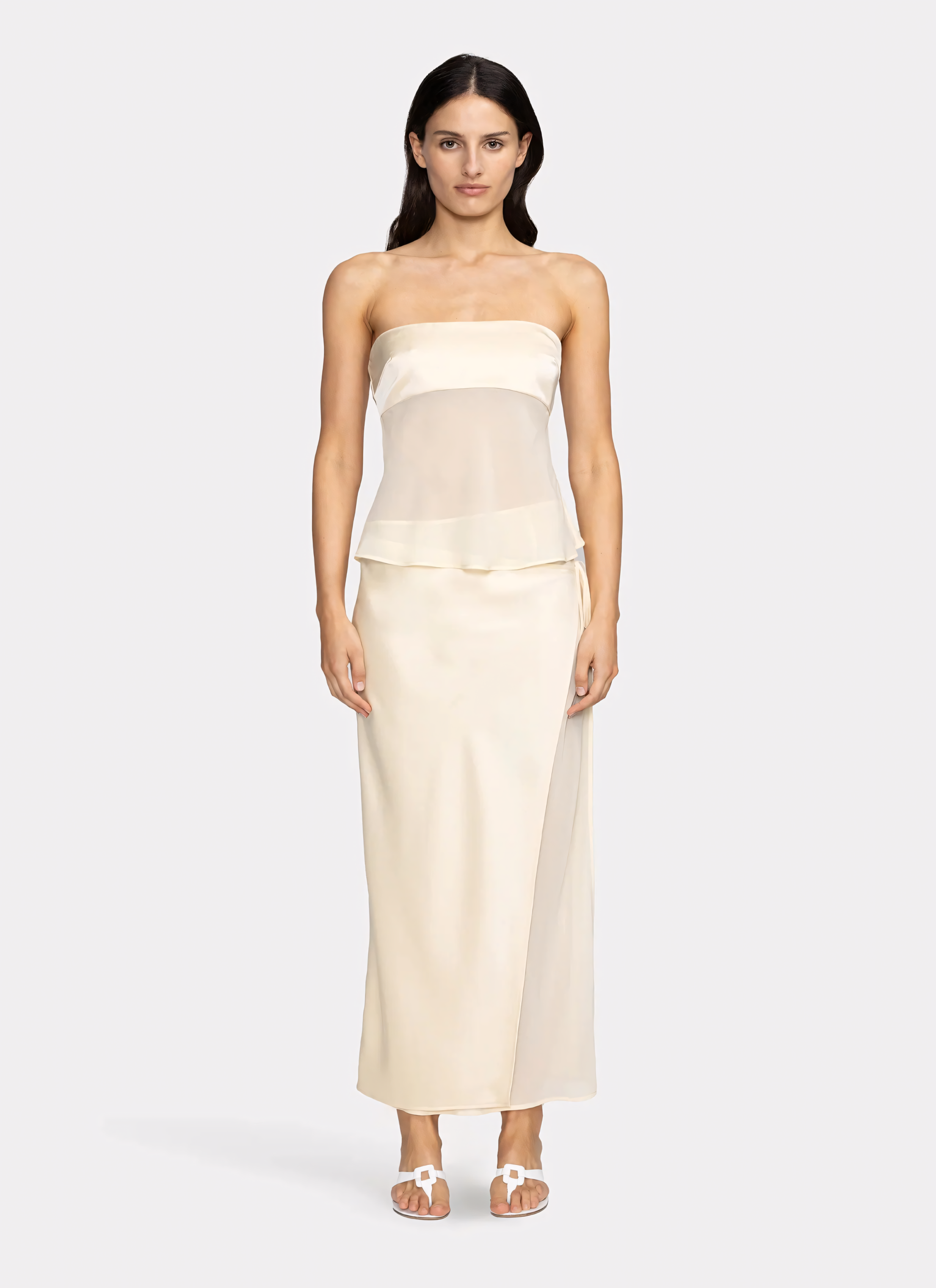 Lunara – Robe bustier drapée transparente